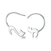 Sterling Silver Playful Kitten Hook Hypoallergenic Earrings