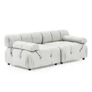 Foret 2 Seater Sofa Modular Arm Seat Tufted Velvet Lounge Couch Chaise Beige
