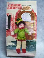 VTG 80s Christmas "Santa's Helper Girl" Doll Crotchet Kit 11" tall by Vogart NEW