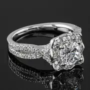SPLIT INFINITY 1 CT D VS2 ROUND CUT DIAMOND ENGAGEMENT RING WHITE GOLD TREATED