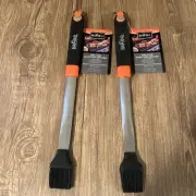 Mr Bar-B-Q Deluxe Basting Brush Silicone & Stainless Steel Set Of 2!! 17” Grill