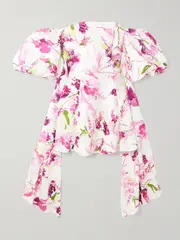 [Aje] Aje - Incarnation Draped Floral-print Linen-blend Mini Dress - Pink - UK 6 UK 6 Pink