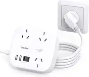 One Beat Power Board with USB,Travel Power Strip with 3 AC Outlets,2 USB A and 2 USB C Ports,1.5M Flat Extension Cord,No Surge Protection Cruise Ship Essentials for Office,Home,Travel,Cruise