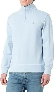 [GANT] Men's Regular Shield 1/4 Zip Sweatshirt, Fresh Blue, M