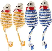 YARNOW 4Pcs Sisal Mouse Cat for Indoor Cats Interactive Kitten Chewing Soft Mice with Catnip for Training and Engaging Your Feline Friends