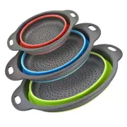 3-Packs Strainers with Handles, 3 Size Round Collapsible Colanders for Draini...