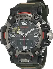 CASIO Men's G-Shock Mudmaster Analog Digital Solar Powered Watch, Black/Silver Dial, Green Band