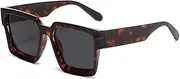 [HDUBFY] Oversized Women Sunglasses Clear Gradient Shades UV400 Men Punk Sun Glasses,6,one size