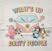Bluey Party Bus Ready to Press Heat Transfer Screen Print DTF Transfer