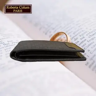 【Roberta Colum】諾貝達專櫃皮夾 牛皮配乳膠短夾 短版皮夾(28903-黑色)