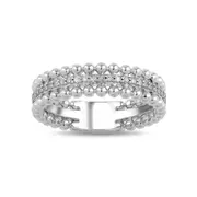 Bevilles 3 Row Stackable Ring with 0.10ct of Diamonds in Sterling Silver