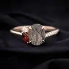 925 Sterling Silver 8x6mm Oval Cut Natural Rutilated Quartz Cubic Zirconia Ring