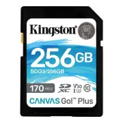 Kingston Canvas GO Plus SD Memory Card, 256GB, Class 10, UHS-I, Black