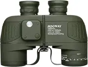 [HOOWAY] 7x50 Waterproof Floating Marine Binocular w/Internal Rangefinder & Compass for Navigation,Boating,Bird Watching and More(Army Green