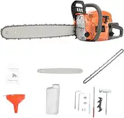 20 Inch Gas Chainsaw, 58CC Cordless Chainsaw for Wood Cutting and Tree Trimming (Orange)