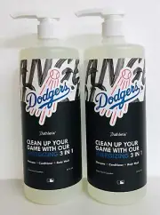 2 Bottles Dodgers ~ Green Tea & Cucumber 3-in-1 Energizing Wash 32 fl oz Each
