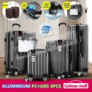 Lightweight Luggage Suitcase Trolley Set 4PCS Lock Travel Storage Organiser Grey