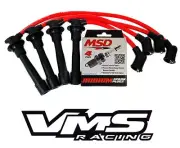 VMS RACING RED IGNITION WIRES + MSD SPARK PLUGS FOR 93-95 HONDA DELSOL D15B7 (for: Honda)