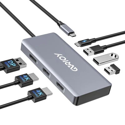 USB C to Dual HDMI Adapter, Multi Display Docking Station Dual Monitor with 2...