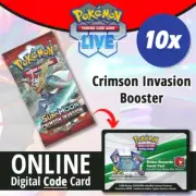 10 x Pokémon PTCGO Live TCG Crimson Invasion Booster ONLINE Bulk Code Cards Lot