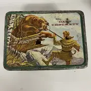 RARE VINTAGE 1955 DAVY CROCKETT METAL HOLTEMP USA LUNCHBOX NO THERMOS BL