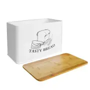 Bread Box Large Kitchen Countertop Storage Bin With Cutting Board Bamboo Lid