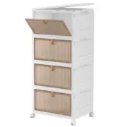4 Tier Plastic Storage Bins with Lid 28QT - Stackable Storage Containers with...