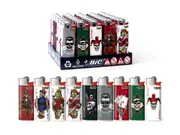 50x BIC Maxi Poker Club Skull Lighters Various Colour Box J26