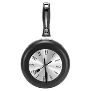 8 Inch Frying Pan Design Hanging Wall Clock Kitchen Metal Clock ,Themed Unique Wall Watch,compatible with Home Black