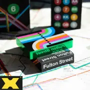 Black Fulton Street MTA (Green Gilded) Playing Cards (1972 Vignelli Map)