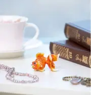 KEREN KOPAL Goldfish Koi Trinket Box Gold Plated with Austrian Crystals New Box