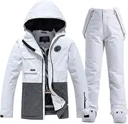 [CLSQLXYJZC] Two Piece Snowboard Ski Suits for Men and Women, Winter Outdoor Fashion Sports Windproof Warm Thickened Ski Suit Set, for Walking Ski Jacket and Trousers Set(Color2,X-Large)