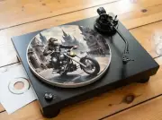 Biker Monkey Felt Record Player Turntable Slipmat Mat, Motorbike MC Rock Punk 12