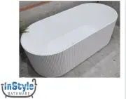 BG- Oval Fluted Freestanding Bath Tub 1500mm- GLOSS WHITE