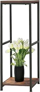CASIMR Plant Stand for Indoor, Tall Metal Shelf with Square Wooden Board, 2 Tier Display Rack for Multiple Plants, 32 Inch Tiered Flower Pot Holder for Corner Living Room Balcony Garden Patio