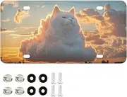 AIXIWAWA License Plate Cat Cloud Print for Automobile Front Rear 12x6 in Standard Aluminum Alloy Metal Car Tags Decorative Plates