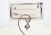 100 Bulk Buy Pack of Silver Wedding Kissing Bell Name Card Stand Holder with Hea