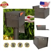 Heavy-Duty Bronze Locking Mailbox with Rear Access for Safe Parcel Retrieval
