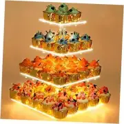 YestBuy 4 Tier Cupcake Stand Acrylic Tower Display with LED Light 4 tier Yellow