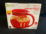 NEW Ecolution Glass Micro Pop Microwave Popcorn Popper 1.5 Quart Red Butter