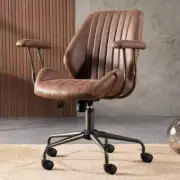 Allwex Office Task Chair 14.57" Suede Fabric Swivel Adjustable Height Dark Brown