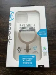 Speck Presidio Perfect-Clear Case for Apple iPhone 14 & iPhone13 Gold Glitt. NEW