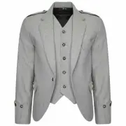 Light Grey Kilt Jacket With Waistcoat For Men's