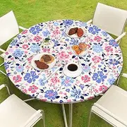 MHJY Round Tablecloth Fitted Elastic Table Cover Waterproof Table Cloth for Dinner, Party, Picnic,Camping, Round Table Cover for Indoor Outdoor