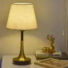 Metal Base Bedside Table Lamps Fabric Lampshade European LED Desk Lamp Home