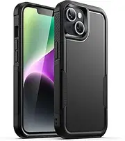 JETech Case for iPhone 14 6.1-Inch, Heavy Duty Dual-Layer Rugged Protection, Shockproof Protective Tough Phone Cover with Matte Back (Black)