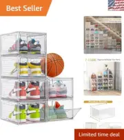 Space-Saving Clear Shoe Storage Boxes with Magnetic Closure - 6 Pack, Waterproof