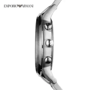 【EMPORIO ARMANI 官方直營】Renato 都會經典湛藍三眼多功手錶 銀色不鏽鋼鍊帶 43MM AR2448