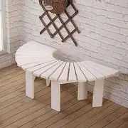 Outdoor Bench, Weatherproof Backless Slatted Benches with Slatted Seat, 2-Person Wooden Porch Patio Lounge Seating for Backyard, Garden, Poolside(Round)