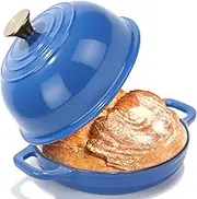 Tioncy Enameled Bread Dutch Oven with Lid for Sourdough Baking Round Cast Iron Dutch Oven Pot Bread Bakers for Kitchen Homemade Cookware Gifts Roasting Frying Cooking Stewing(Blue,5 Quart)